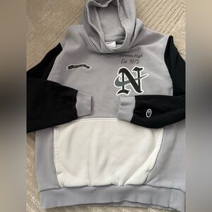 Nike Gray Hoodie Swoosh Sweatshirt youth LG